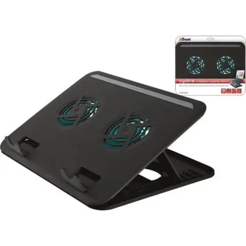 Trust - Cyclone - Laptop Cooling Stand - 2 Ventilatoren - USB-voeding - Aanpasbare kantelen - max 16 inch