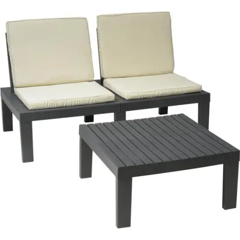 Tuinset makerena met kussen - Antraciet/wit - 2zits