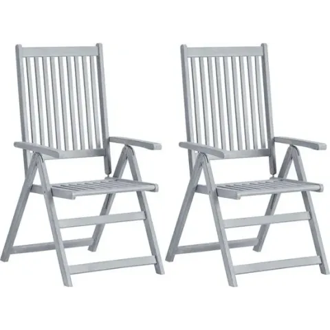 Tuinstoelen 2 st verstelbaar massief acaciahout grijs