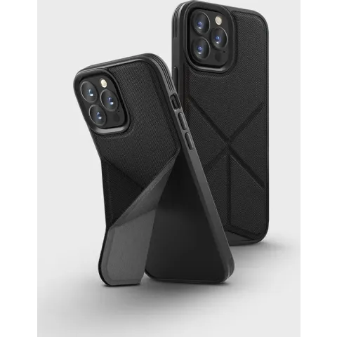 Uniq - iPhone 13 Pro Max, hoesje transforma, stand up charcoal, grijs