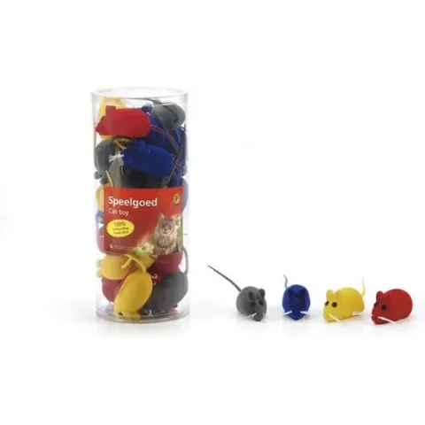 Velours muis met piep mix 3 stuks speelmuis kattenmuis kat