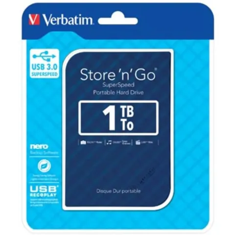 Verbatim Harde Schijf 3.0 Store 'N' Go, 1 Tb, Blauw