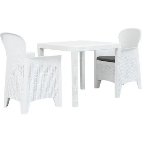 vidaXL 3-delige Bistroset rattan-look kunststof wit