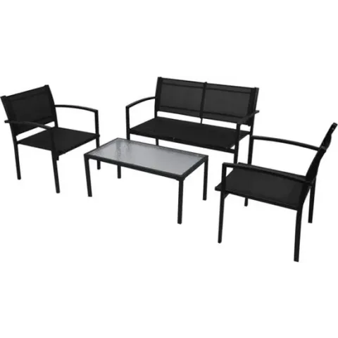 vidaXL 4-delige Loungeset textileen zwart