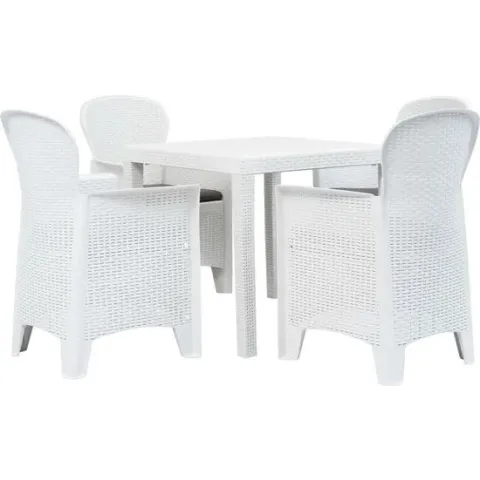 vidaXL 5-delige Tuinset rattan-look kunststof wit