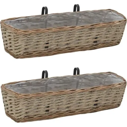 vidaXL Balkonbakken 2 st 60 cm wicker met PE-voering  VDXL_246829