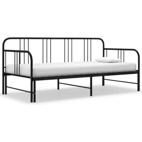vidaXL Bedbankframe uittrekbaar metaal zwart 90x200 cm