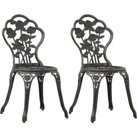 vidaXL Bistrostoelen 2 st gegoten aluminium bronskleurig