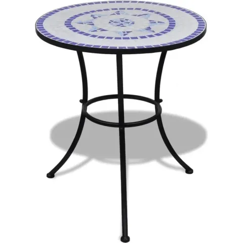vidaXL Bistrotafel 60 cm mozaïek blauw en wit  VDXL_41530