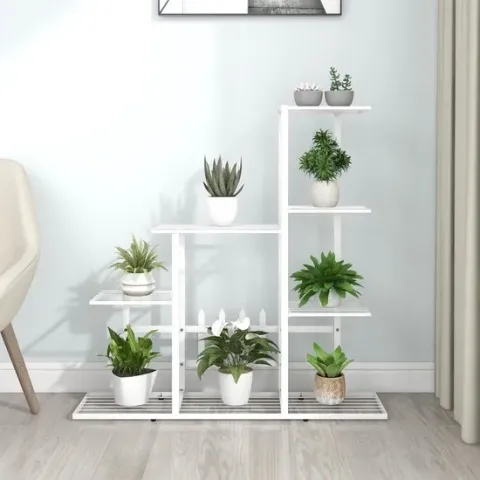 vidaXL Bloemenstandaard 94.5x25x88 cm metaal wit