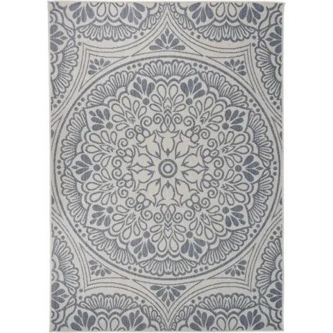 vidaXL Buitenkleed met patroon platgeweven 120x170 cm blauw