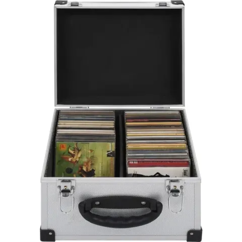 vidaXL Cd-koffer voor 40 cd's aluminium ABS zilverkleurig
