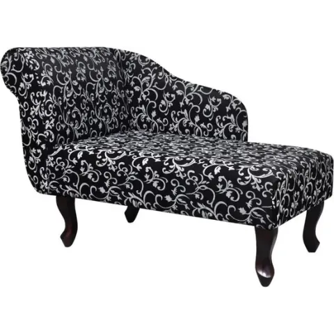 vidaXL Chaise longue stof zwart en wit