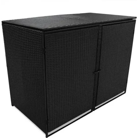 vidaXL Containerberging dubbel 148x80x111 cm poly rattan zwart