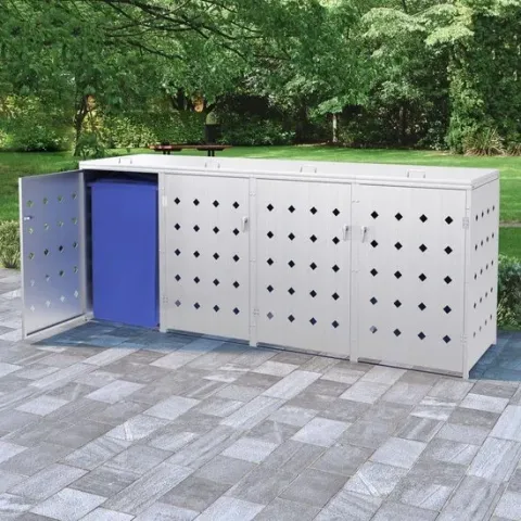 vidaXL Containerberging viervoudig 240 L roestvrij staal