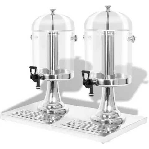 vidaXL Dubbele sapdispenser roestvrij staal 2x8 L