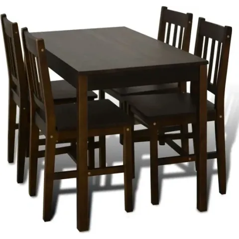 vidaXL Eettafel met 4 stoelen hout bruin