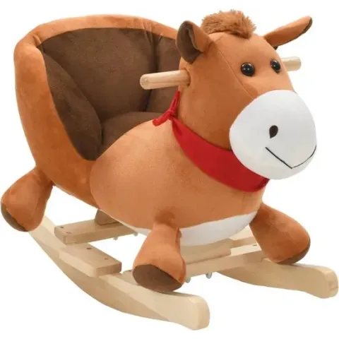 vidaXL Hobbeldier paard met rugleuning 60x32x50 cm pluche bruin