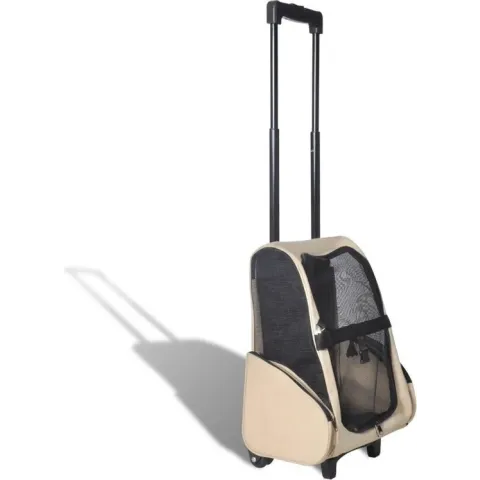 vidaXL Huisdierentrolley inklapbaar beige