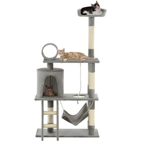 vidaXL Kattenkrabpaal met sisal krabpalen 140 cm grijs