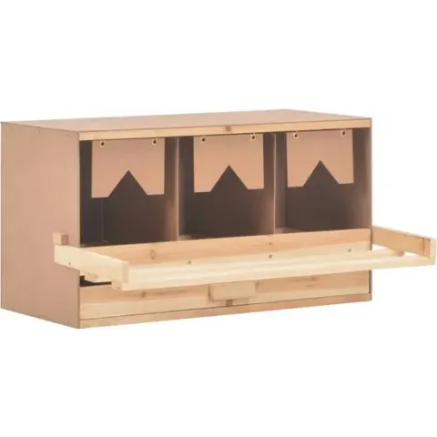 vidaXL Kippenlegkast 3 compartimenten 72x33x38 cm massief grenenhout
