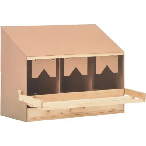 vidaXL Kippenlegkast 3 compartimenten 72x33x54 cm massief grenenhout