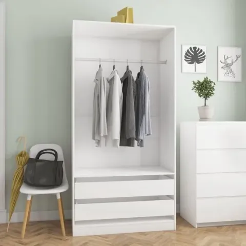 vidaXL Kledingkast 100x50x200 cm spaanplaat wit