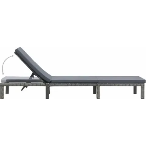 vidaXL Ligbed met kussen poly rattan antraciet  VDXL_47752