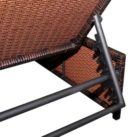 vidaXL Ligbedden 2 st met tafel poly rattan bruin