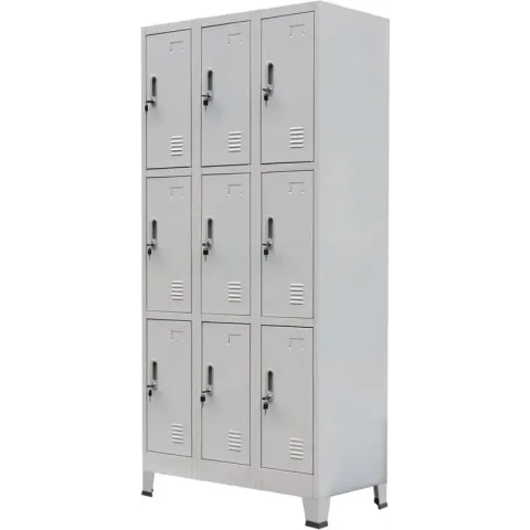 vidaXL Lockerkast met 9 vakken staal 90x45x180 cm grijs