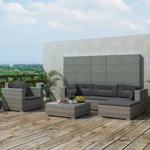 vidaXL Loungeset - Poly rattan - 17-delig - Grijs