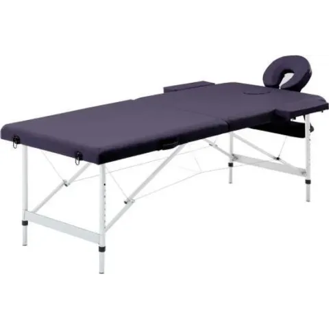 vidaXL Massagetafel inklapbaar 2 zones aluminum paars