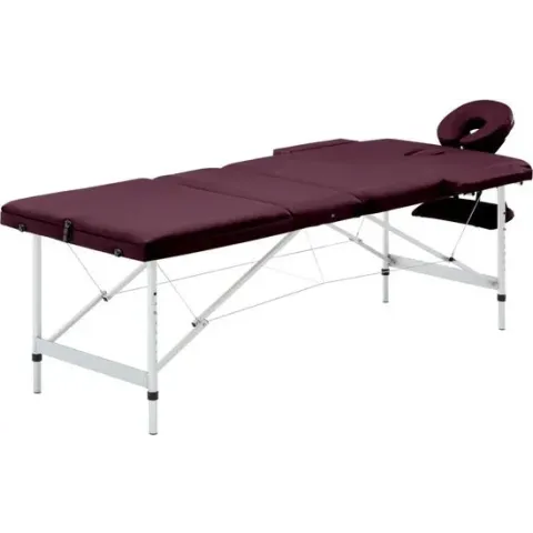 vidaXL Massagetafel inklapbaar 3 zones aluminum paars