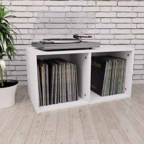 vidaXL Opbergbox voor LP's 71x34x36 cm spaanplaat wit