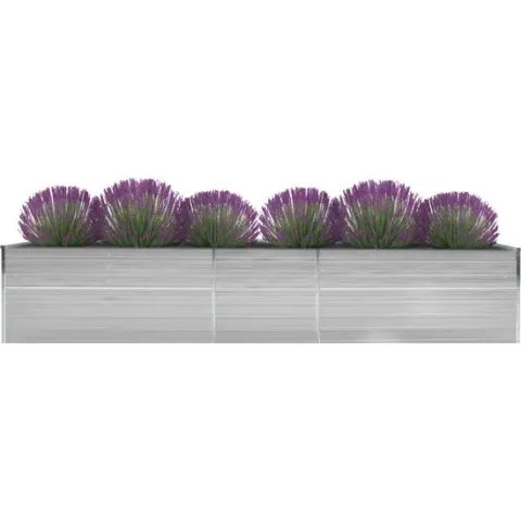 vidaXL Plantenbak verhoogd 400x80x77 cm gegalvaniseerd staal grijs