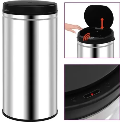 vidaXL Prullenbak met automatische sensor 70 L roestvrij staal  VDXL_322696