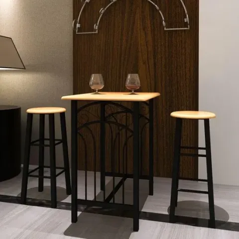 vidaXL - Set tafel en stoelen Bar met barkrukken (2 stuks)
