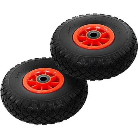 vidaXL Steekwagenwielen 3.00-4 (260x85) massief PU 2 st