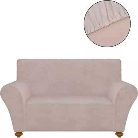 vidaXL Stretch meubelhoes voor bank beige polyester jersey