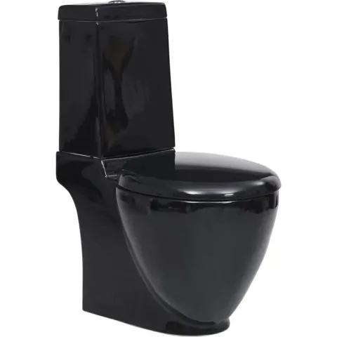 vidaXL Toilet met afvoer achter keramiek zwart