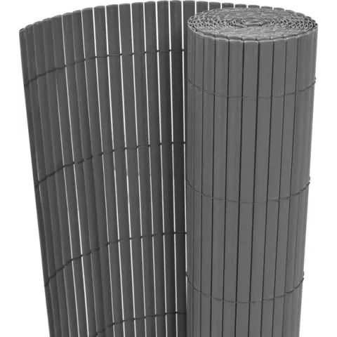 vidaXL Tuinafscheiding dubbelzijdig 90x300 cm PVC grijs