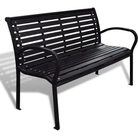 vidaXL Tuinbank 125 cm staal en HKC zwart