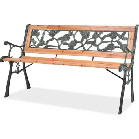vidaXL - Tuinbank hout met rozenmotief 40261