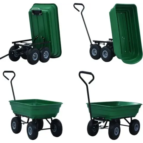 vidaXL Tuinkiepwagen 300 kg 75L groen