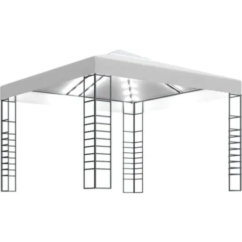 vidaXL Tuinpaviljoen met LED-lichtslinger 3x3 m wit