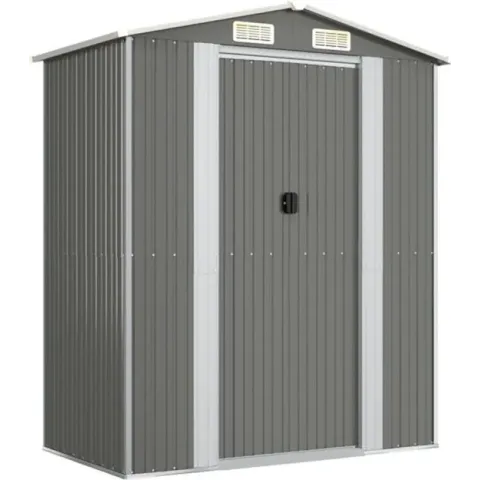 vidaXL Tuinschuur 192x108x223 cm gegalvaniseerd staal lichtgrijs