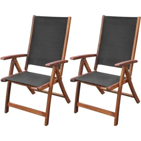 vidaXL Tuinstoelen inklapbaar 2 st massief acaciahout en textileen