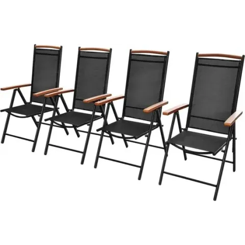 vidaXL Tuinstoelen inklapbaar 4 st aluminium en textileen zwart