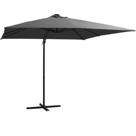 vidaXL Zweefparasol met LED-verlichting en paal 400x300 cm taupe