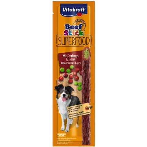 Vitakraft Beef Stick Superfood 25 g - Hondensnacks - Rund&Erwt&Cranberry